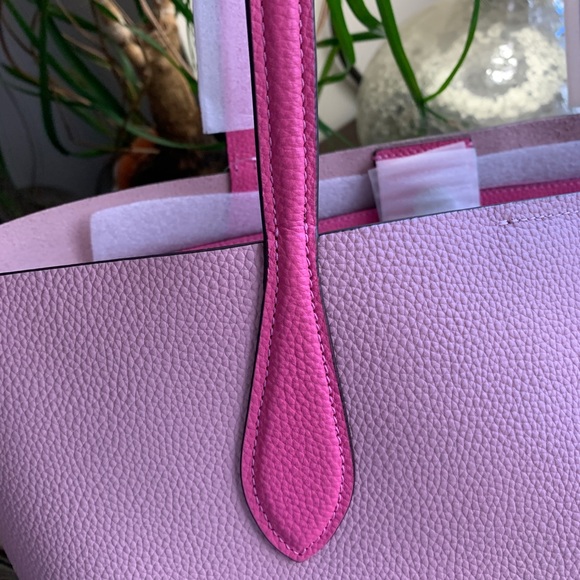 SOLD⛔️Authentic COACH Colorblock Pebbled natural leather snap Logo large tote - Picture 14 of 16